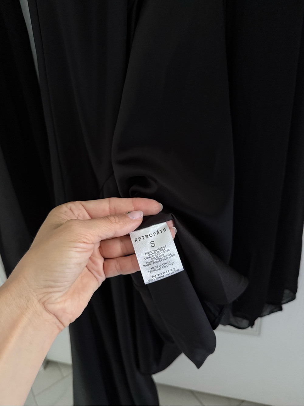Retrofete Julia Boat Neck Open Back Cape Satin Maxi Dress Black NEW with tags - Picture 9 of 10